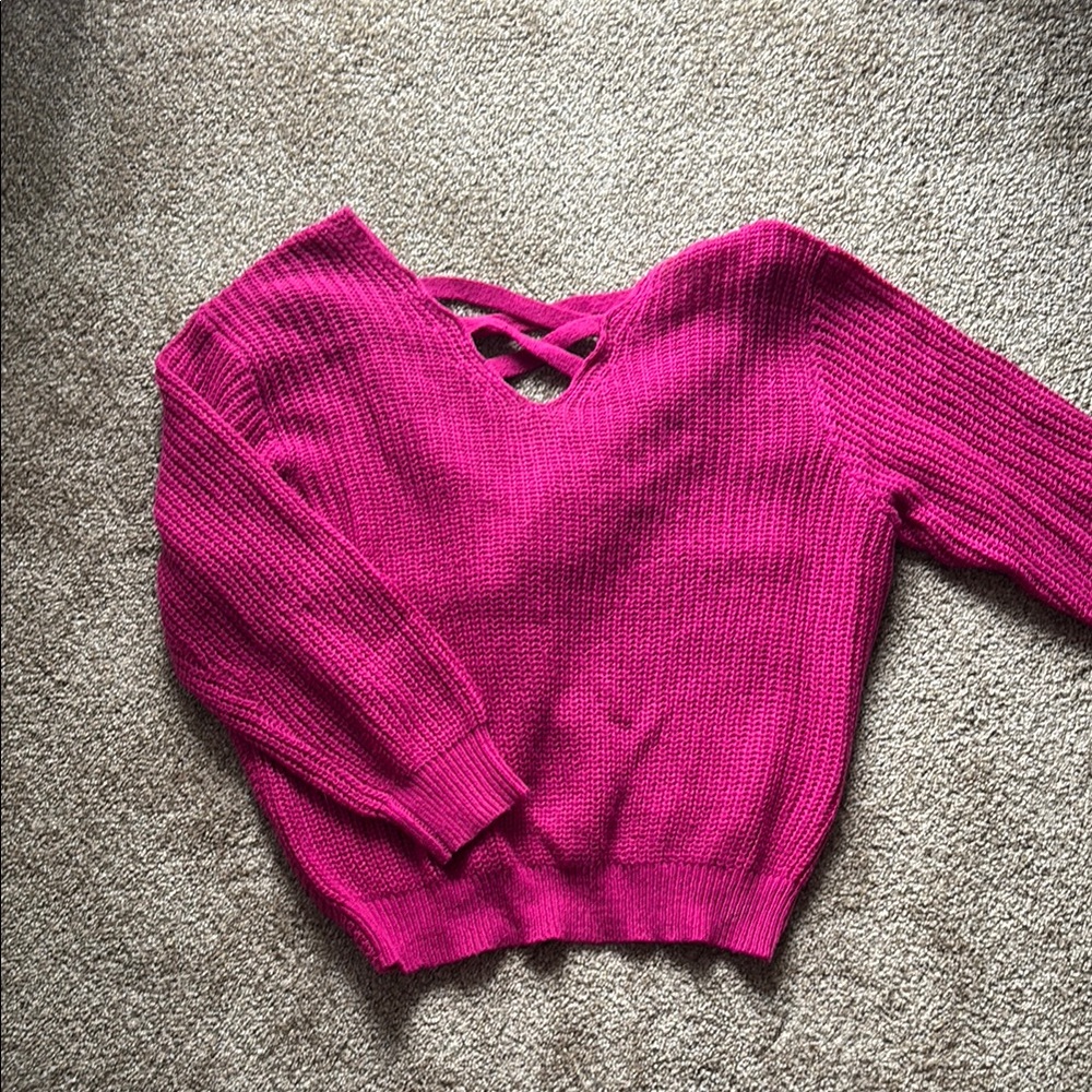 Women's Ashley Stewart Cross back Pink Sweater